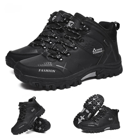 Botas de invierno y nieve impermeables de cuero dividido para hombre