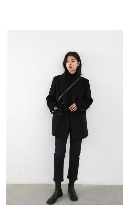 CHIC VEN Damen-Langmantel aus Wollmischung mit einem Knopf