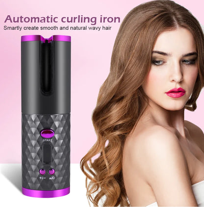 Fer à boucler automatique sans fil | Rechargeable par USB, anti-brûlure, fer à friser sans fil 200°C