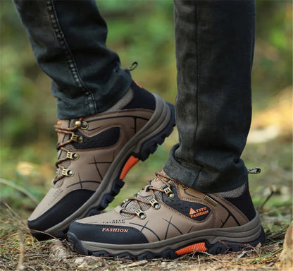 Botas de invierno y nieve impermeables de cuero dividido para hombre