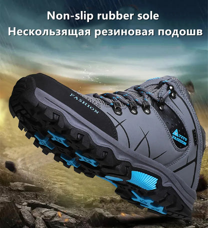 Botas de invierno y nieve impermeables de cuero dividido para hombre