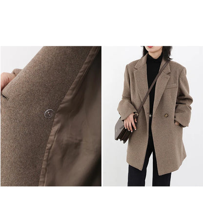 CHIC VEN Damen-Langmantel aus Wollmischung mit einem Knopf