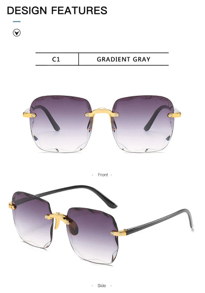 3-Pack Square Rimless Sunglasses | UV400 Summer Shades