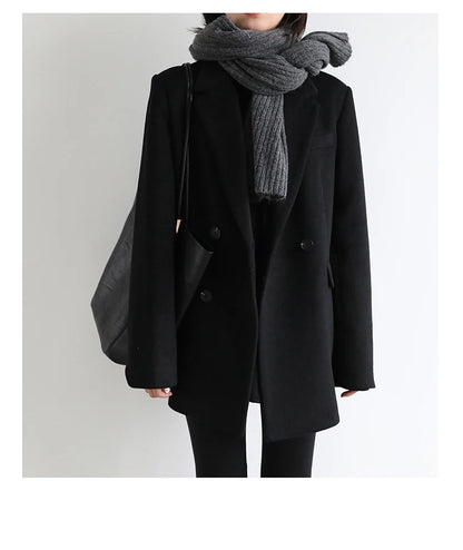 CHIC VEN Damen-Langmantel aus Wollmischung mit einem Knopf
