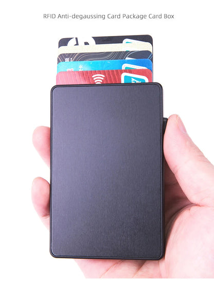 Portacarte RFID Pop-Up – Sottile custodia in alluminio, Contiene 4–6 carte