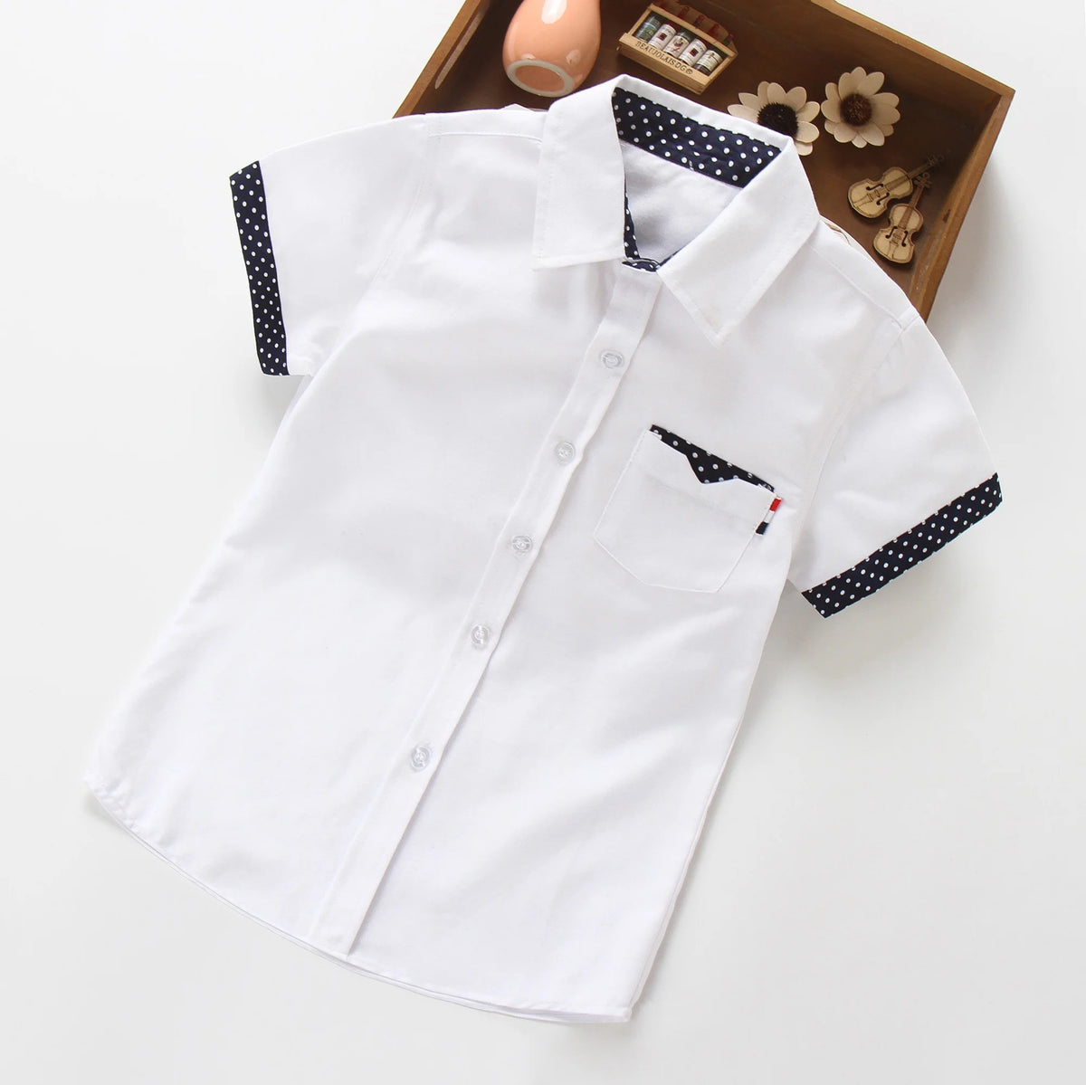 Boys' Cotton Short Sleeve Shirt - Solid Colour Summer Top, Ages 3-11