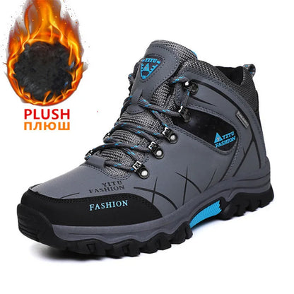 Botas de invierno y nieve impermeables de cuero dividido para hombre