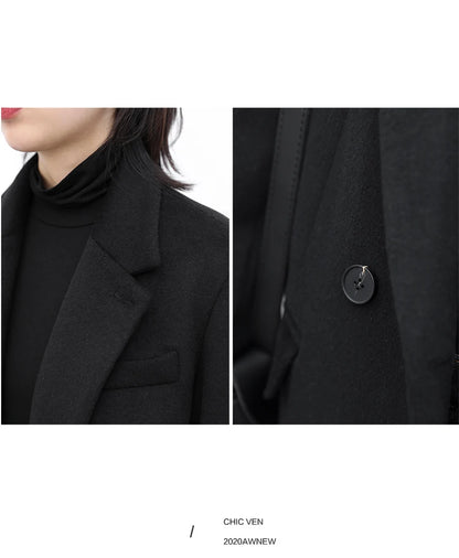 CHIC VEN Damen-Langmantel aus Wollmischung mit einem Knopf