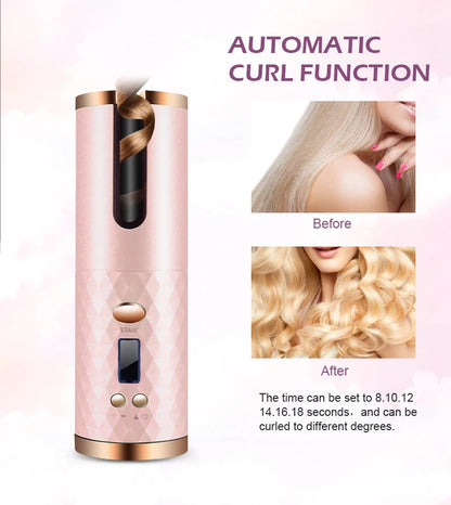 Fer à boucler automatique sans fil | Rechargeable par USB, anti-brûlure, fer à friser sans fil 200°C
