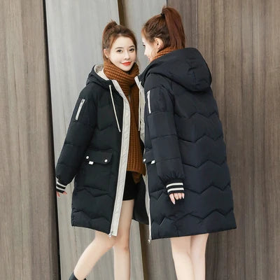 2026 Winter Women Jacket Coats Long Parkas Female Down Cotton Hooded Overcoat Thick Warm Jackets Windproof Casual Student Coat