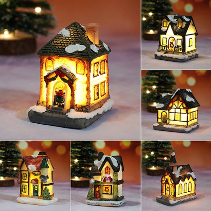 Casetta luminosa del villaggio di Natale – Decorazione in resina a LED a batteria