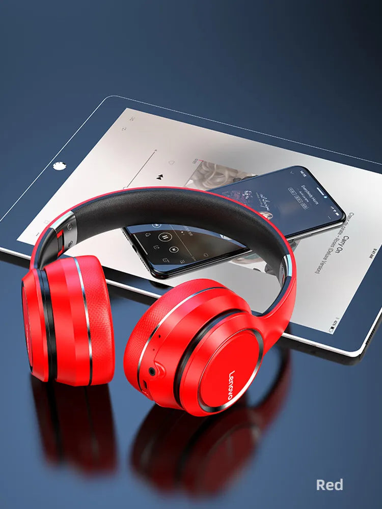 Lenovo HD200 Foldable Bluetooth Headphones – Over-Ear Wireless Headset with Mic