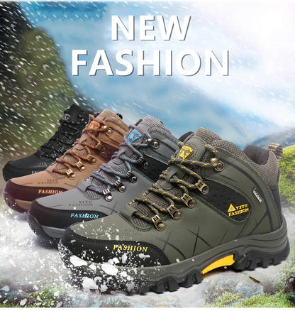 Botas de invierno y nieve impermeables de cuero dividido para hombre
