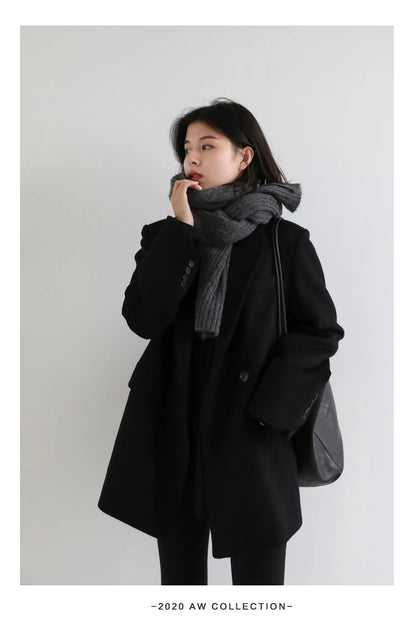 CHIC VEN Damen-Langmantel aus Wollmischung mit einem Knopf