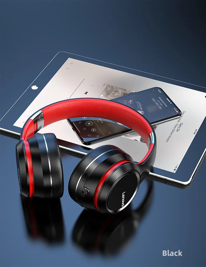 Lenovo HD200 Foldable Bluetooth Headphones – Over-Ear Wireless Headset with Mic