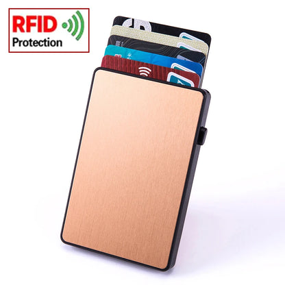 Portacarte RFID Pop-Up – Sottile custodia in alluminio, Contiene 4–6 carte