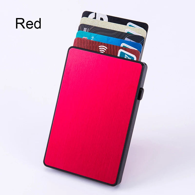 Pop-Up RFID Card Holder – Slim Aluminium Card Case, Holds 4–6 Cards