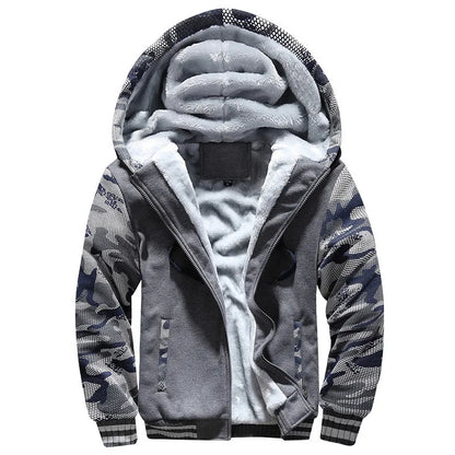 WHWR Giacca con cappuccio e zip mimetica da uomo