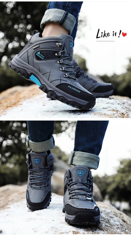 Botas de invierno y nieve impermeables de cuero dividido para hombre