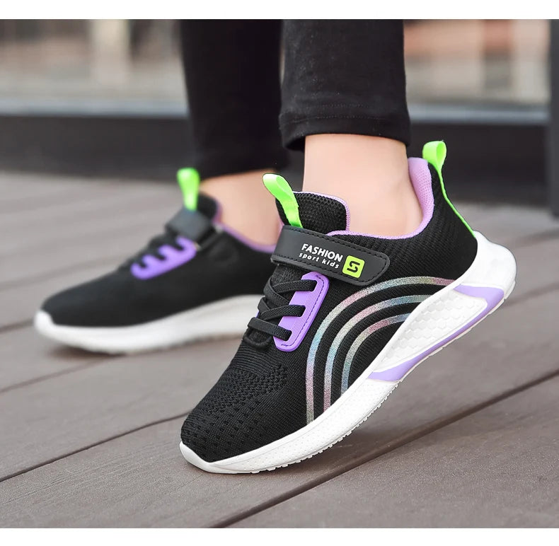 Cute Girls Casual Shoes White Mesh Sneakers Student Kids Summer Sock Footwear Fashion Children Sport Shoes Tenis Running Autumn
