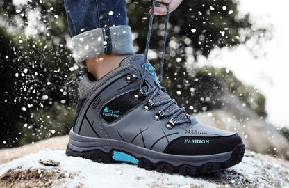 Botas de invierno y nieve impermeables de cuero dividido para hombre