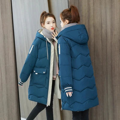 2026 Winter Women Jacket Coats Long Parkas Female Down Cotton Hooded Overcoat Thick Warm Jackets Windproof Casual Student Coat