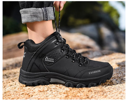 Botas de invierno y nieve impermeables de cuero dividido para hombre