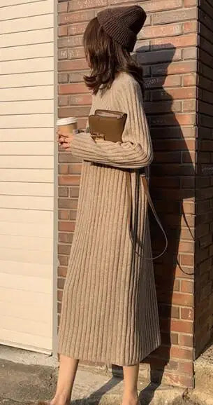 Women's Mid-Calf Turtleneck Sweater Dress