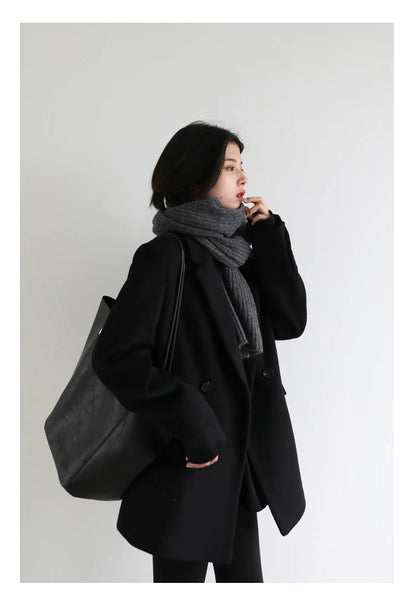 CHIC VEN Damen-Langmantel aus Wollmischung mit einem Knopf