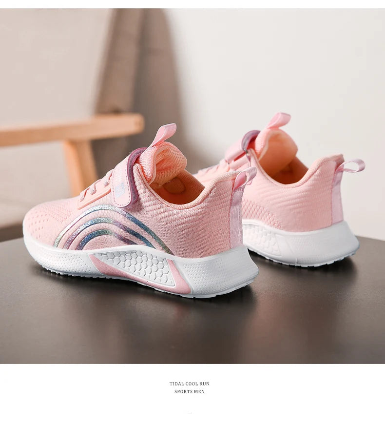 Cute Girls Casual Shoes White Mesh Sneakers Student Kids Summer Sock Footwear Fashion Children Sport Shoes Tenis Running Autumn