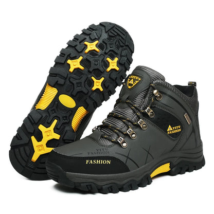 Botas de invierno y nieve impermeables de cuero dividido para hombre