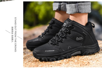 Botas de invierno y nieve impermeables de cuero dividido para hombre