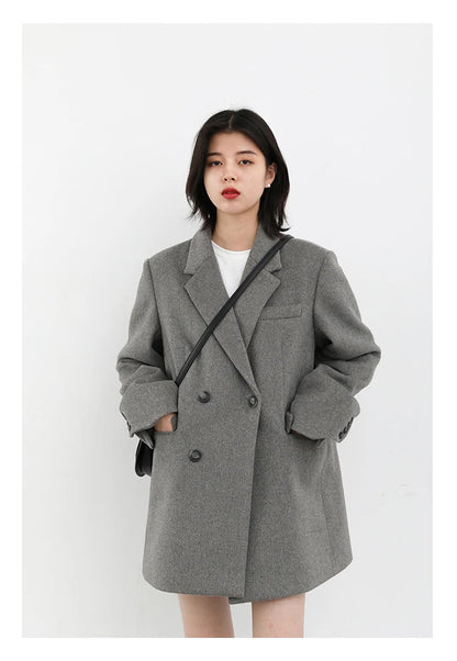 CHIC VEN Damen-Langmantel aus Wollmischung mit einem Knopf