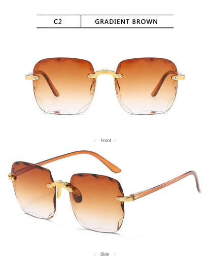 3-Pack Square Rimless Sunglasses | UV400 Summer Shades