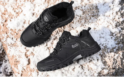 Botas de invierno y nieve impermeables de cuero dividido para hombre
