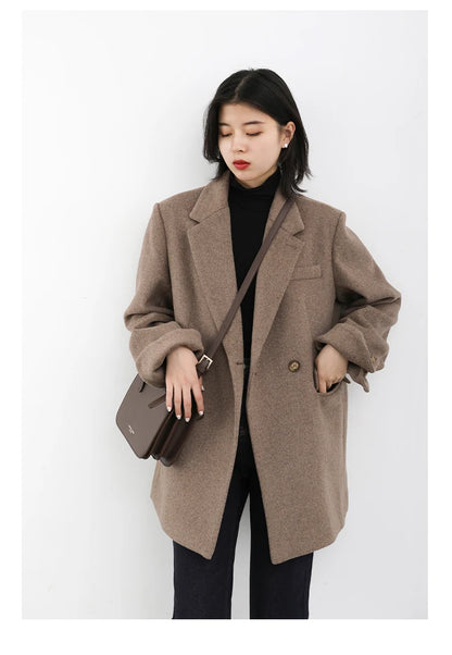 CHIC VEN Damen-Langmantel aus Wollmischung mit einem Knopf