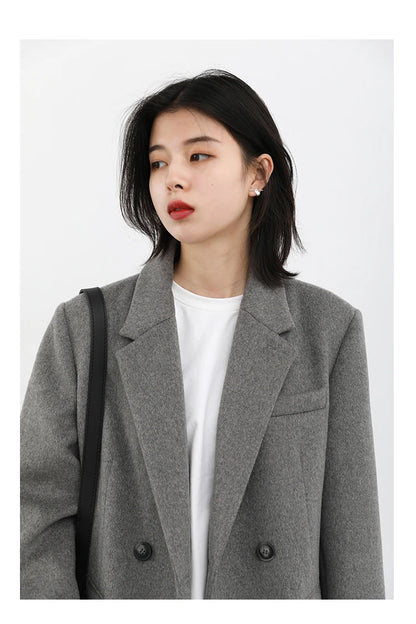 CHIC VEN Damen-Langmantel aus Wollmischung mit einem Knopf