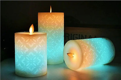 Candele senza fiamma che cambiano colore | Design marocchino 3D intagliato | Telecomando a 18 funzioni e timer | Vera cera di paraffina