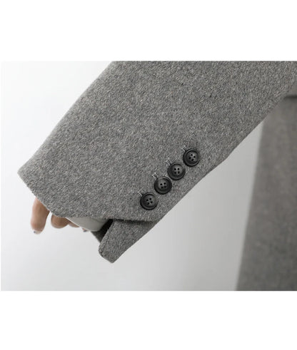 CHIC VEN Damenmantel aus Wollmischung, einfarbiger mittellanger Wollblazer, dicke, warme Damenbluse, Übermantel, Büro-Damenoberteil, Herbst/Winter