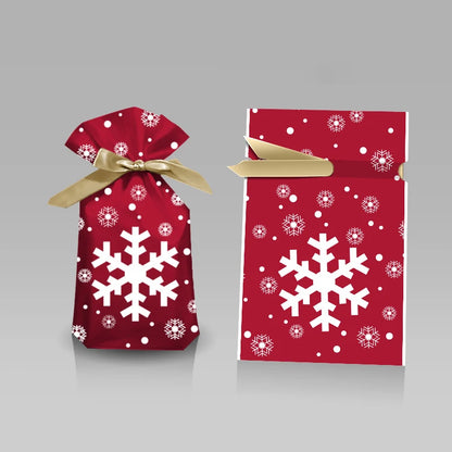 Christmas Drawstring Gift Bags – Santa, Snowflake & Reindeer Prints