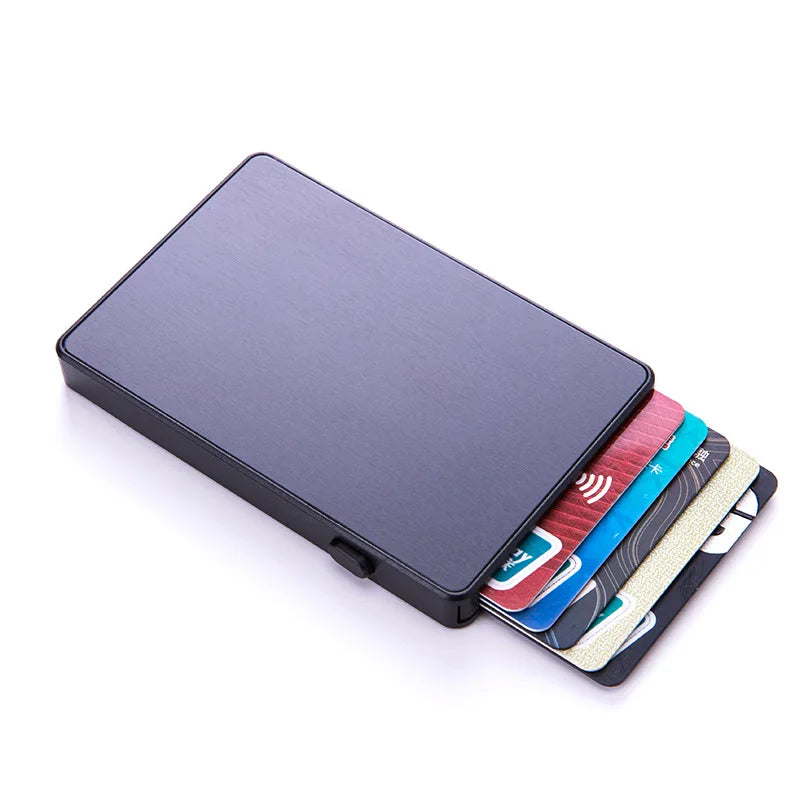 Pop-Up RFID Card Holder – Slim Aluminium Card Case, Holds 4–6 Cards
