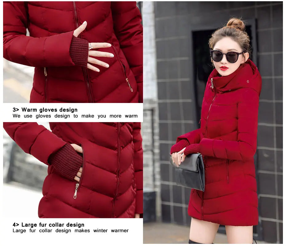 2026 New Arrival Fashion Slim Women Winter Jacket Cotton Padded Warm Thicken Ladies Coat Long Coats Parka Womens Jackets