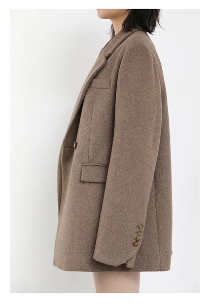 CHIC VEN Damen-Langmantel aus Wollmischung mit einem Knopf