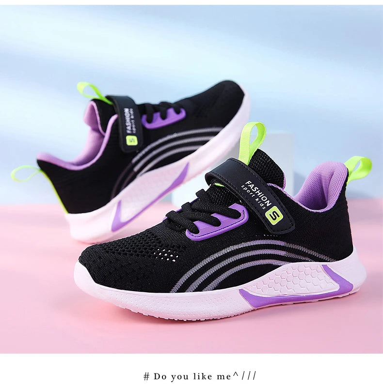 Cute Girls Casual Shoes White Mesh Sneakers Student Kids Summer Sock Footwear Fashion Children Sport Shoes Tenis Running Autumn
