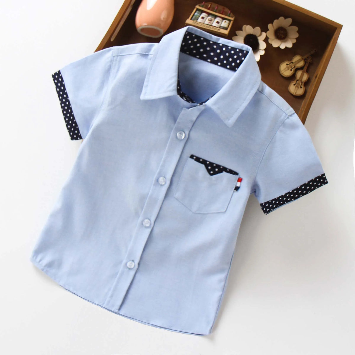 Boys' Cotton Short Sleeve Shirt - Solid Colour Summer Top, Ages 3-11