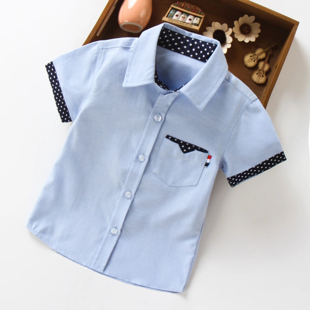 Boys' Cotton Short Sleeve Shirt - Solid Colour Summer Top, Ages 3-11