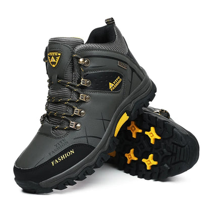 Botas de invierno y nieve impermeables de cuero dividido para hombre