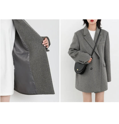 CHIC VEN Damen-Langmantel aus Wollmischung mit einem Knopf