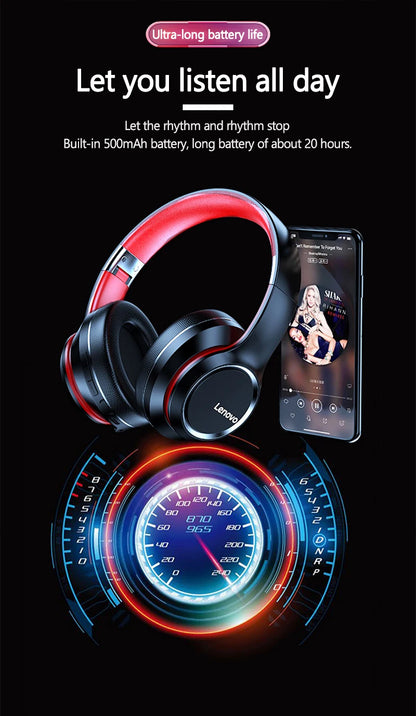 Auriculares Bluetooth plegables Lenovo HD200 – Auriculares inalámbricos circumauriculares con micrófono