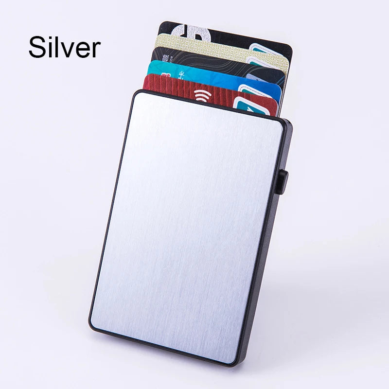 Pop-Up RFID Card Holder – Slim Aluminium Card Case, Holds 4–6 Cards